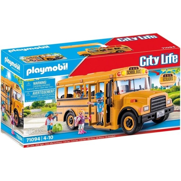 🆕 Playmobil School Bus Blue Flashing Lights Backpacks Doors Open Spacious Kids - Picture 1 of 7